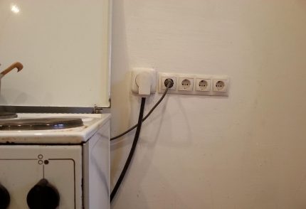 The electric stove is plugged in