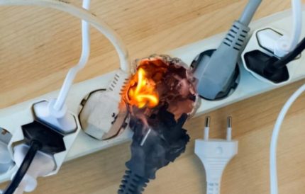 Nasunog na extension cord Pagbaba ng boltahe