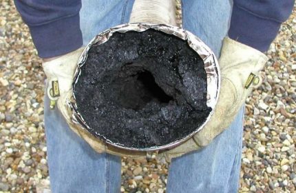 Soot clogged pipe Bad traction