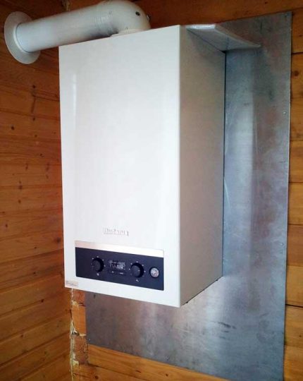 The wall behind the gas boiler Surface insulation
