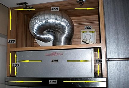 Cooker hood in the cabinet Cooker hood in the cabinet