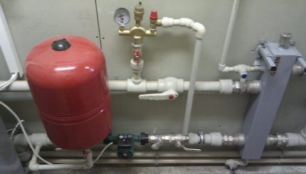 Security group for heating system Safety valve as part of the safety group