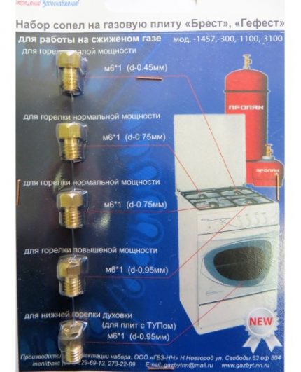 Buses pour refaire une cuisinière à gaz pour le gaz en bouteille Kit buse