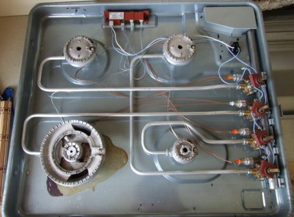Système d'alimentation en gaz pour plaques de cuisson Alimentation en gaz des buses