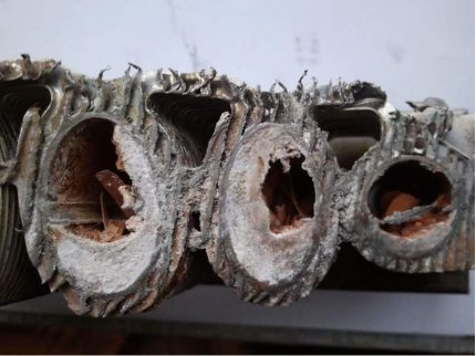 Reduced usable space in the heat exchanger Scale in the heat exchanger