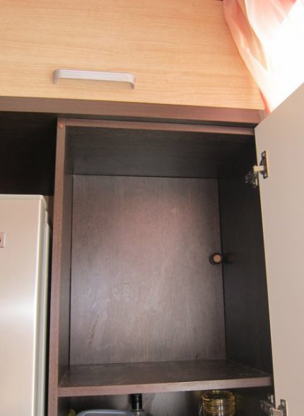 Gas meter in a cabinet with false panel Gas meter in a cabinet with false panel