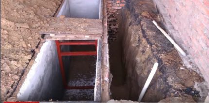 Construction under the garage of a viewing hole Waterproofing of a viewing hole