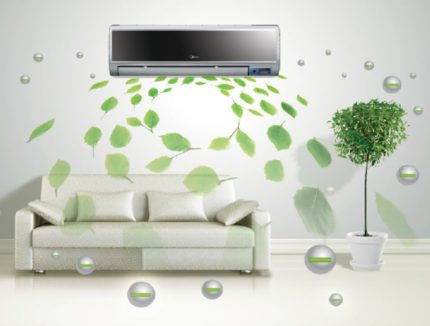 Air flow pattern from an air conditioner Air flow pattern from an air conditioner