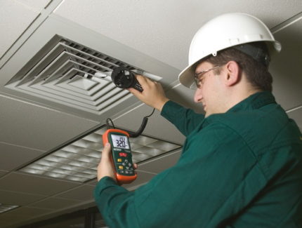 Checking ventilation with an anemometer Checking ventilation with an anemometer