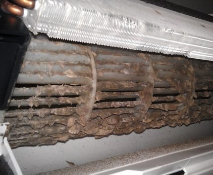 Dirty air conditioner heat exchanger Dirty air conditioner heat exchanger
