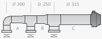 Air duct with various diameters Air duct with various diameters
