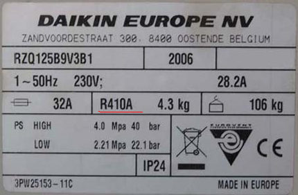Air conditioner technical label Air conditioner technical label