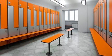 Locker room in the gym Locker room in the gym