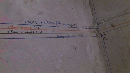 Marking the walls for wiring Marking the walls for wiring