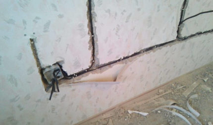 Wall chasing for wiring Wall chasing for wiring