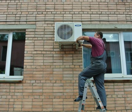 Installation d'un panier à partir d'une échelle Installation d'un panier à partir d'une échelle